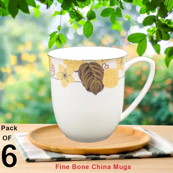 ABCM#02-Fine Bone China Mugs (Pack of 6) - simple